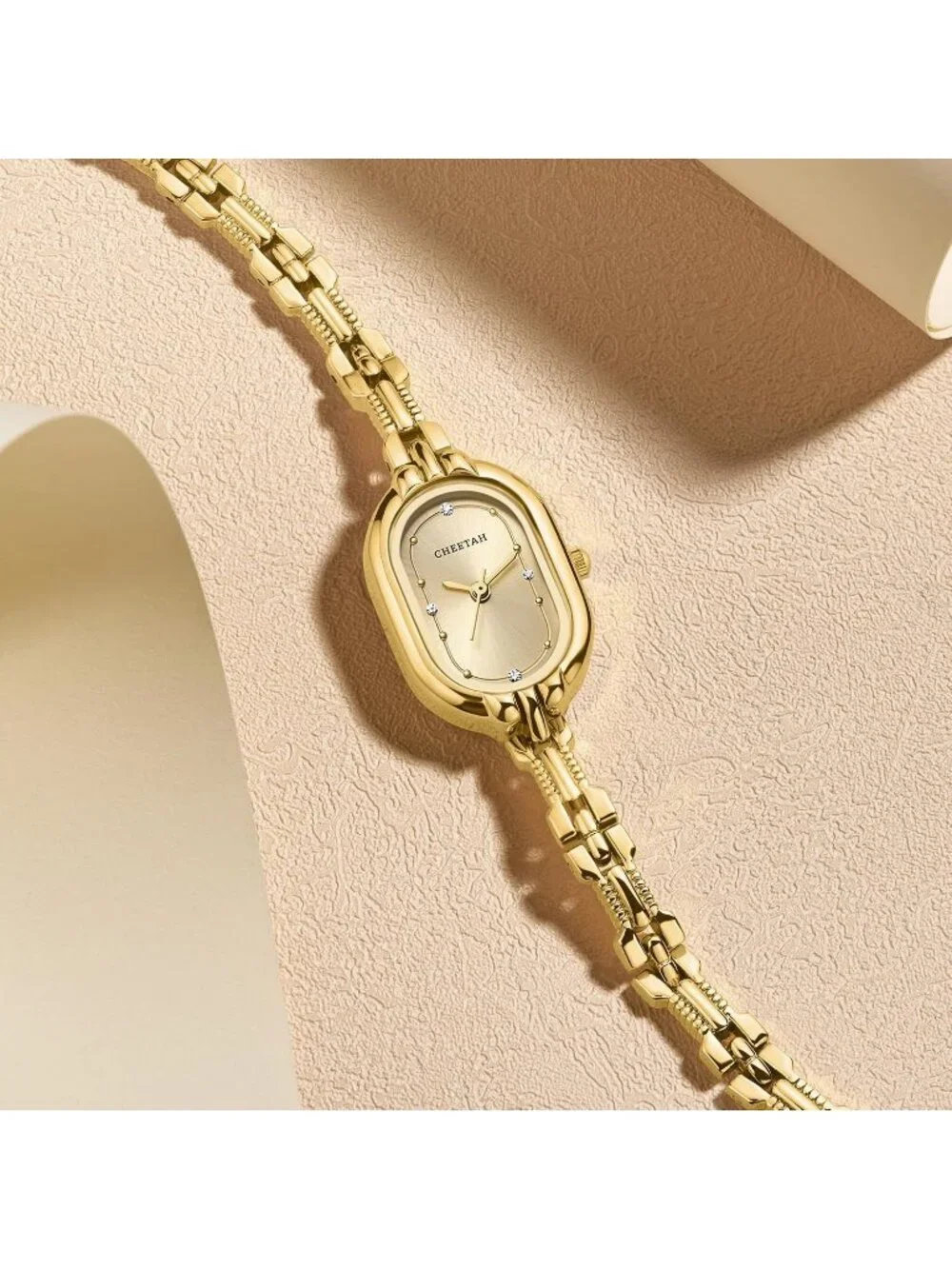 Women's Diamond Gold Dainty Bangle Vintage Bracelet Numeral Dial Wrist Watch